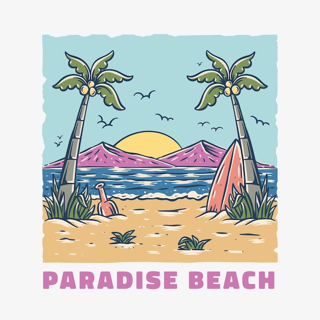 paradise beach illustration