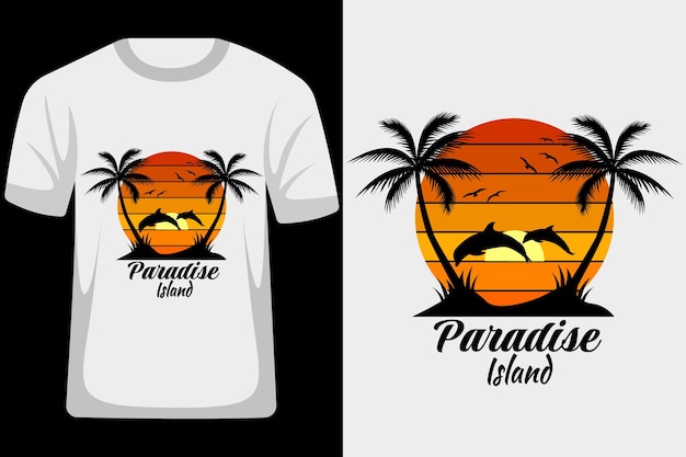 Paradise Island Retro Vintage T Shirt Design