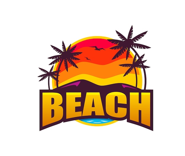 Paradise resort summer tropical beach palms icon