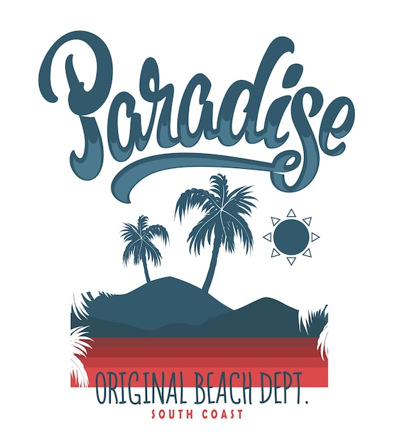 Paradise typography vector graphics for tshirt print