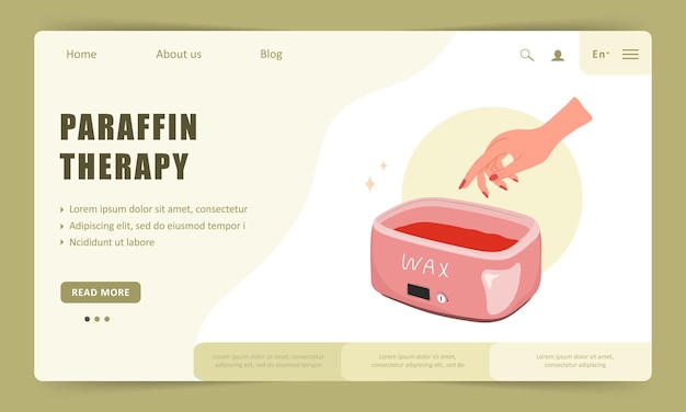 Paraffin therapy and massage concept. Landing page template.