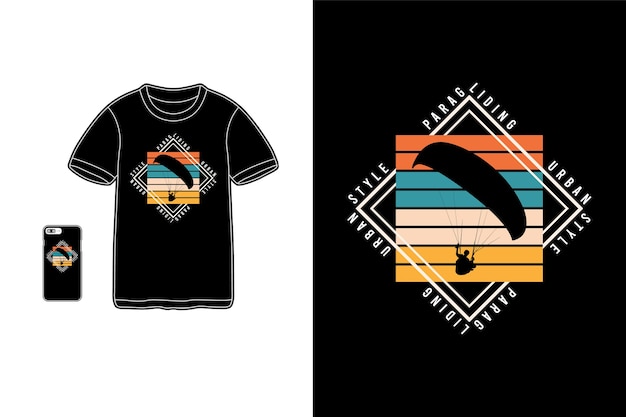 Paragliding tshirt merchandise silhouette mockup