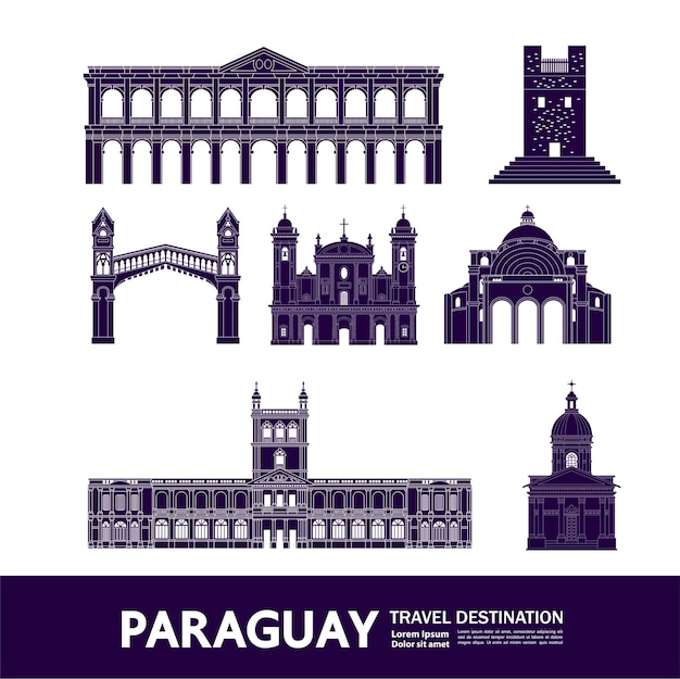 Paraguay travel destination grand illustration.