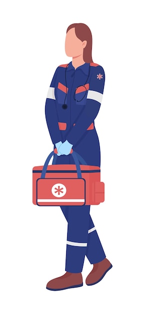 Paramedic semi flat color vector character