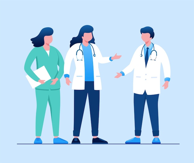 paramedic team doctor and nurse flat vector illustration for banner and landing page