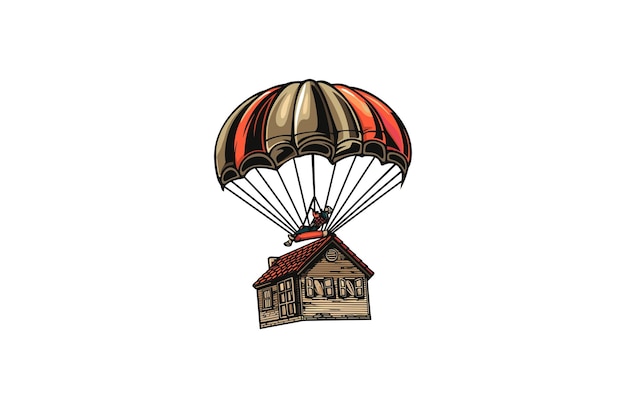 Paratroopers house logo style vector illustrations