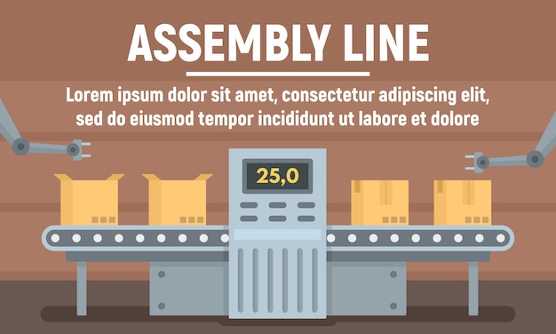 Parcel assembly template in flat style