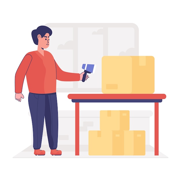 A parcel delivery boy flat illustration home delivery