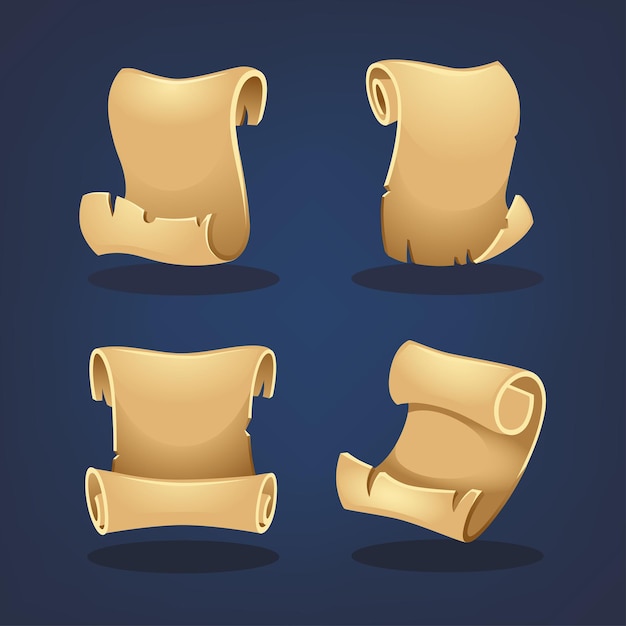 Parchment collection cartoon style for your mobile game or app design