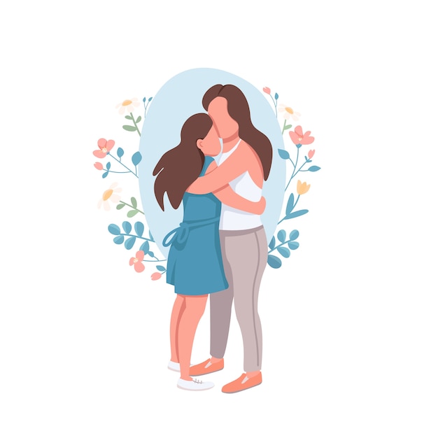 Parent embrace teenage kid illustration