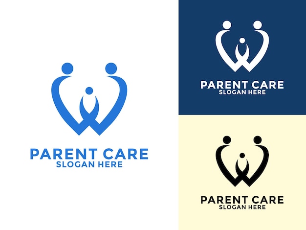 Vector parent heart care logo design template family heart logo design illustration