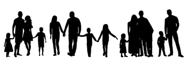 Parents and children silhouette design vector