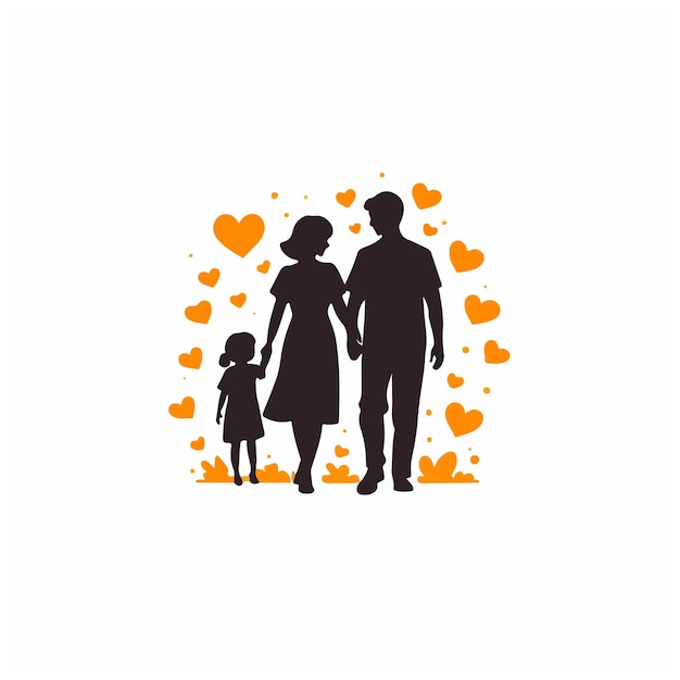 parents day silhouette vector simple illustration and White background