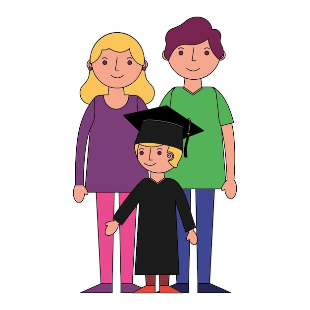 parents with boy graduated avatars characters 