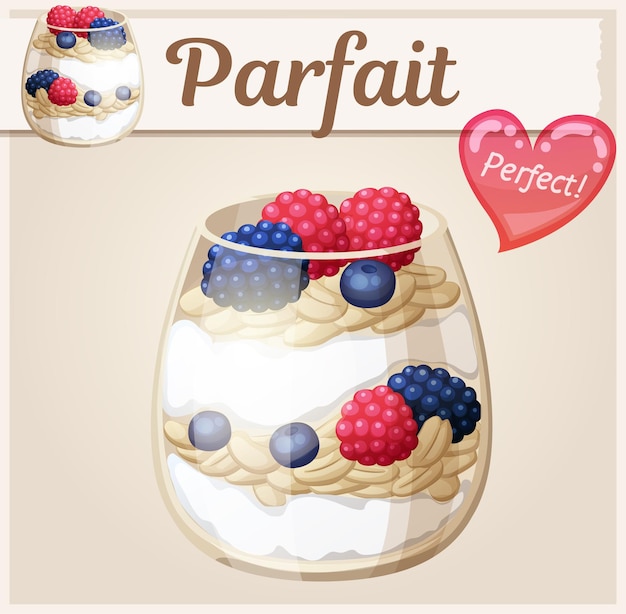 Parfait dessert with berries icon Cartoon vector illustration Series of food and drink and ingredients for cooking