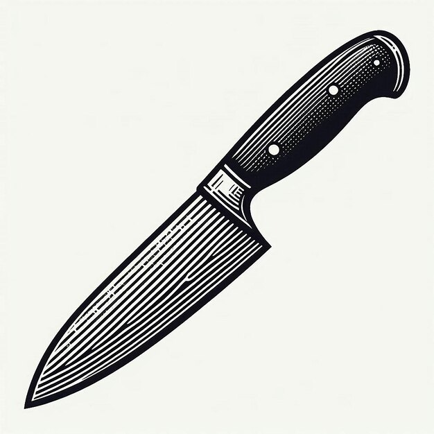 Vector paring knife silhouette line art vector illustration on white background