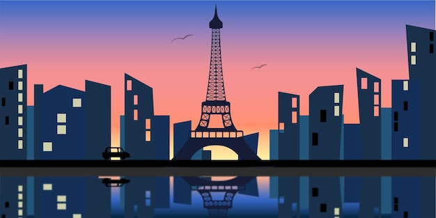 Vector paris background for the first page of the site city silhouette