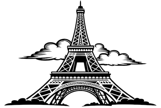 Vector paris eiffel tower on white background