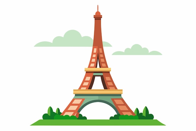 Vector paris eiffel tower on white background