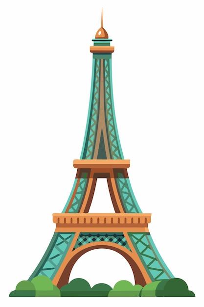 Vector paris eiffel tower on white background