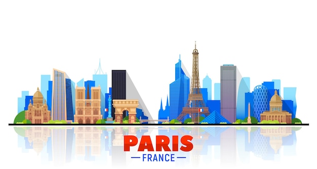 Paris France city skyline vector background Flat vector illustration Business travel and tourism concept with modern buildings Image for banner or web site