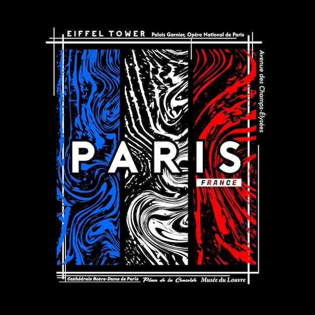 Paris tshirt and poster graphic design in abstract style Vector illustration