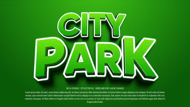 Park 3d bold style editable text effect