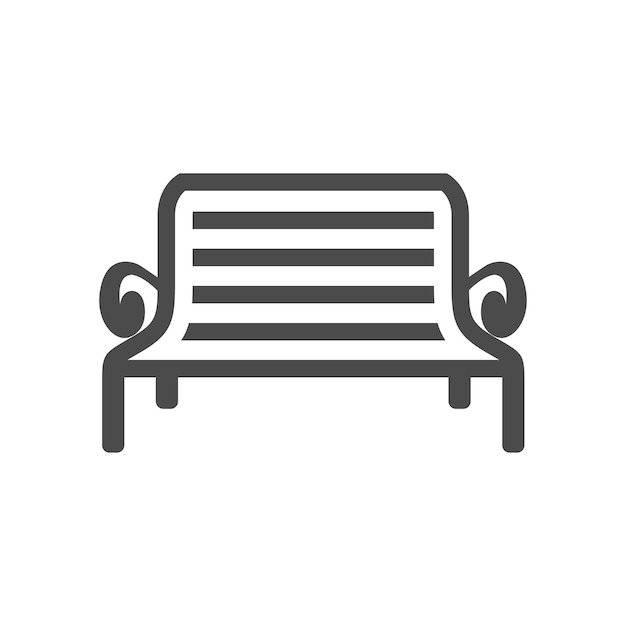 Park bench icon in black and white