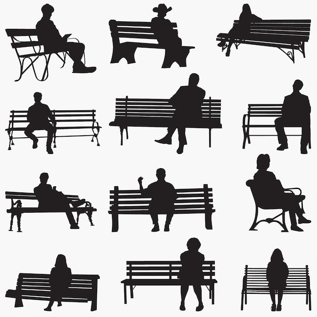 park bench Silhouettes