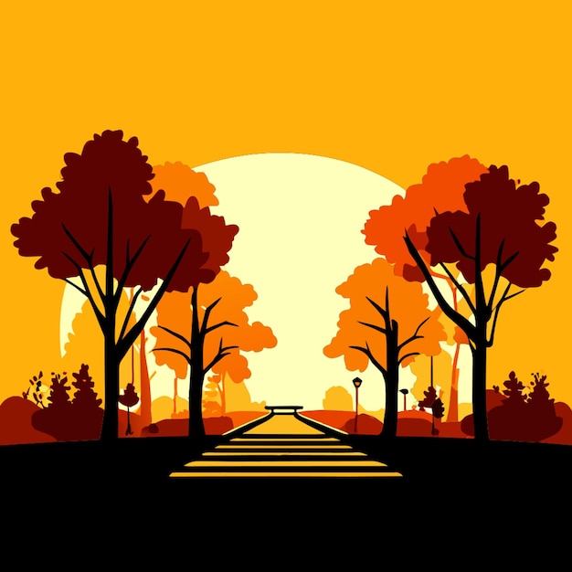 Vector park with trees vector illustration cartoon