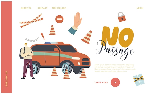 Parking Forbidden, No Passage on Protected Area Landing Page Template.