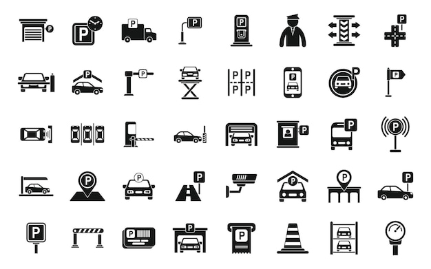 Parking place icons set simple vector Park garage