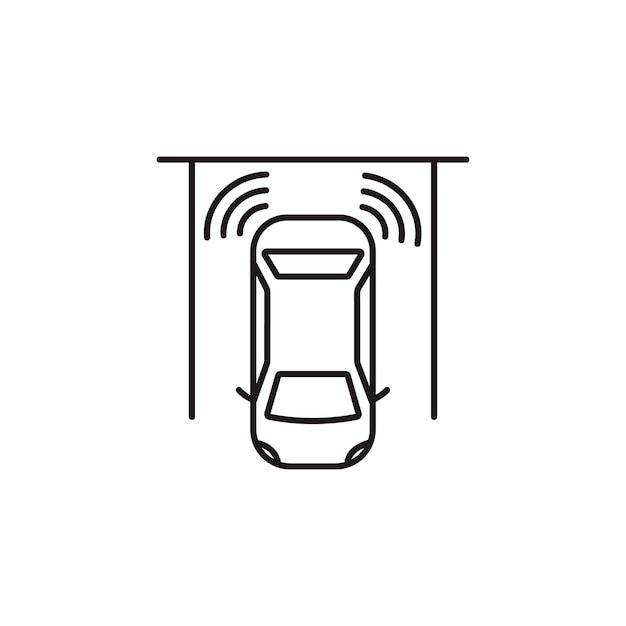 Parking sensors pixel perfect linear icon Smart driver assistance technology driving safety thin