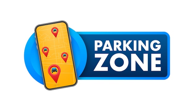 Parking sign Parking zone map pin Street road sign Car park icon Vector stock illustration