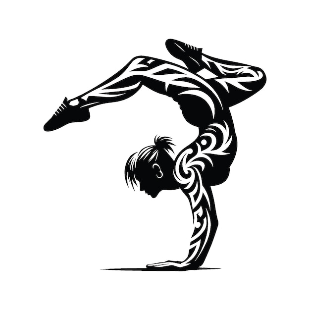 Parkour female player in ethnic tribal pattern illustration emblem shield badge