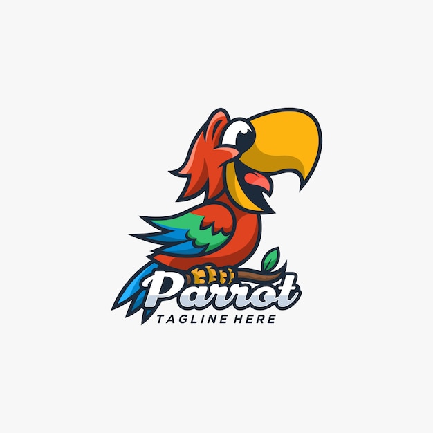 Parrot Bird Cute Mascot Illustration   Logo.