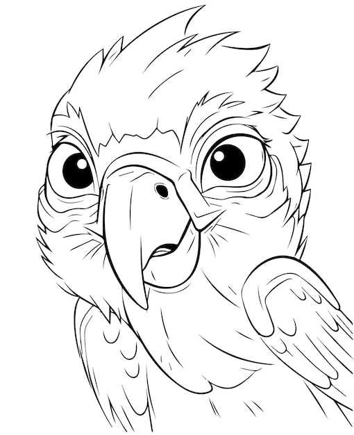 Parrot bird illustration cute parrot coloring page for kids and adult parrot mascot logo parrot b