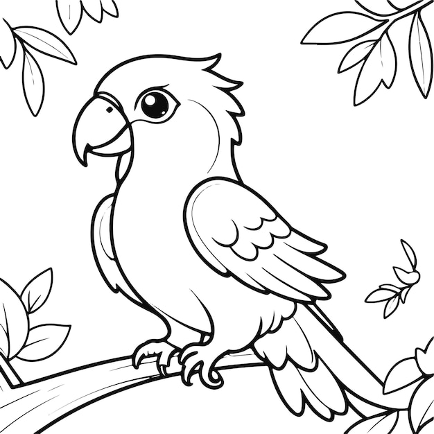 Vector parrot coloring pages printable