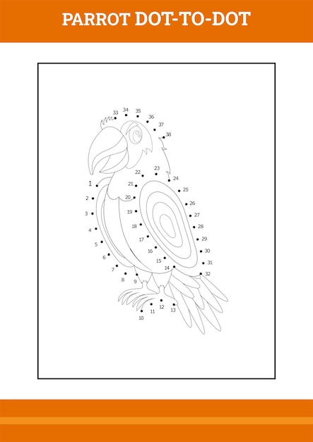 Parrot connect the dot coloring book Line art design for kids printable coloring page