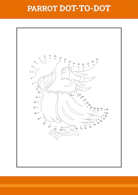 Parrot connect the dot coloring book Line art design for kids printable coloring page