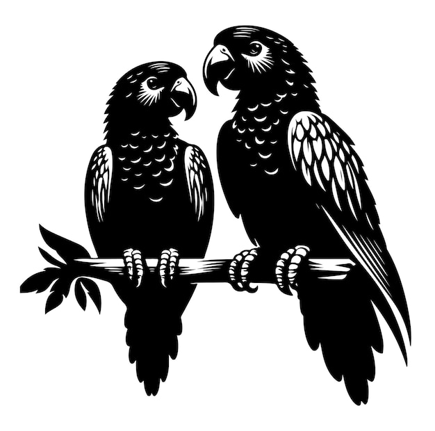 Vector parrot couple vector silhouette