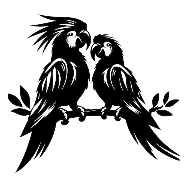 Vector parrot couple vector silhouette