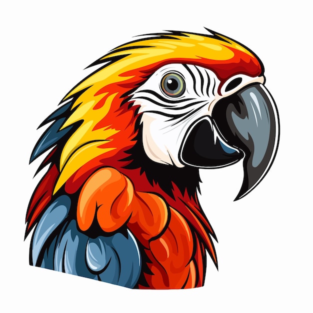 Parrot flat vector illustration Parrot cartoon hand drawing isolated vector illustration