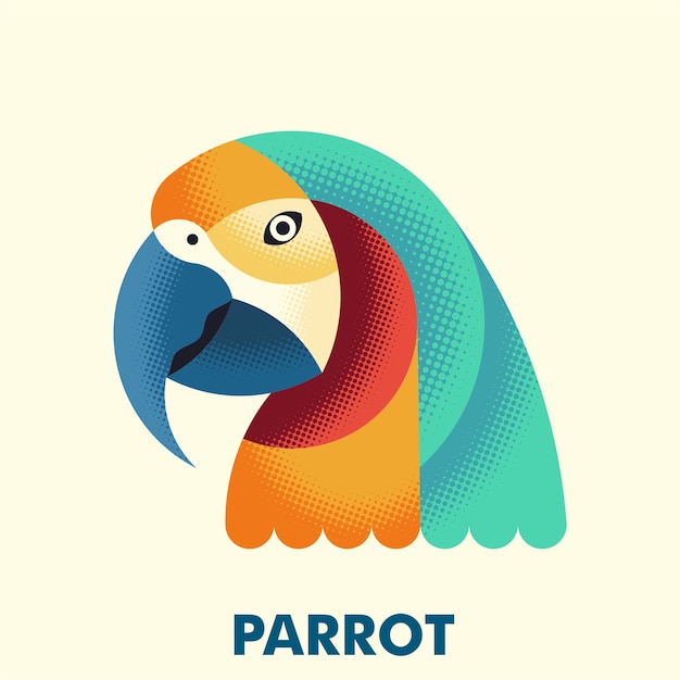 Parrot Head Flat Halftone Vector