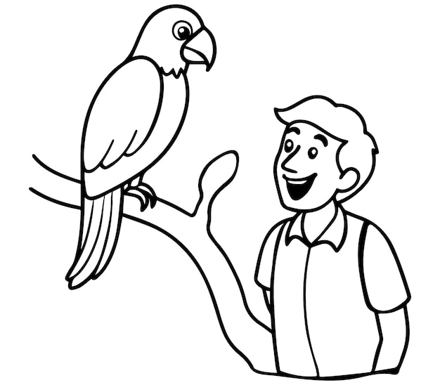 Parrot vector line art design