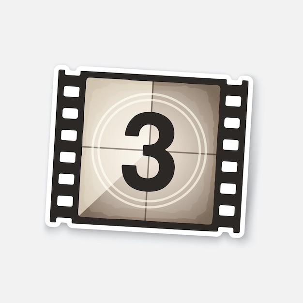 Part of film strip with countdown timer Retro frame of filmstrip Vector illustration