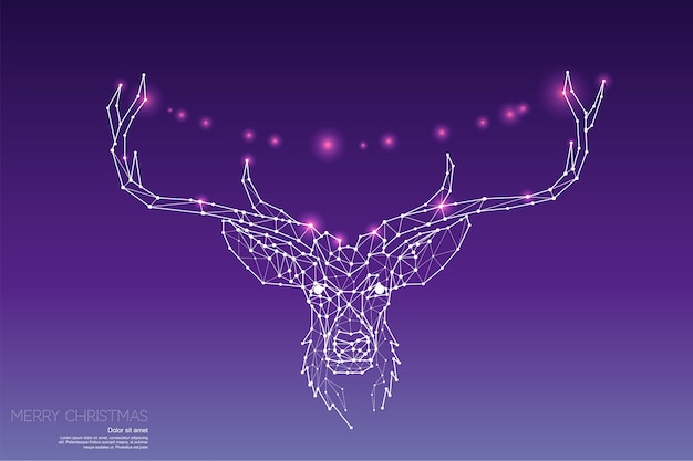 The particles, geometric art, line and dot of deer head