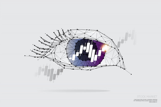 The particles, geometric art, line and dot of eye and graph.