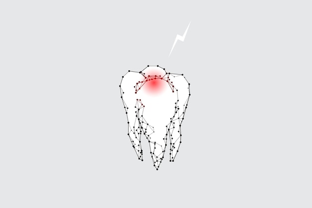 The particles geometric art line and dot of tooth