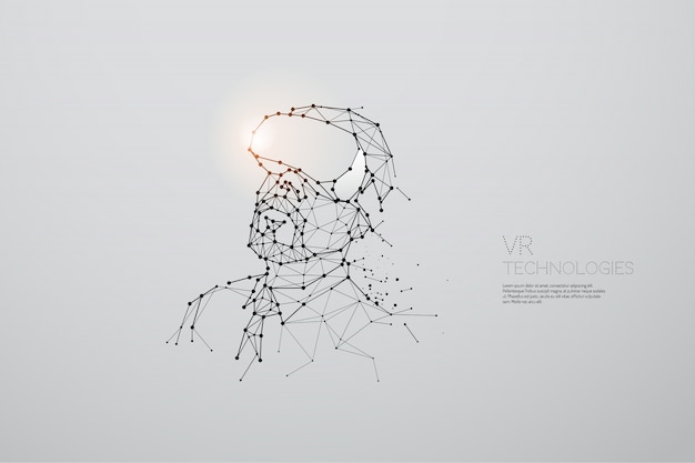 The particles, geometric art, line and dot of VR technology